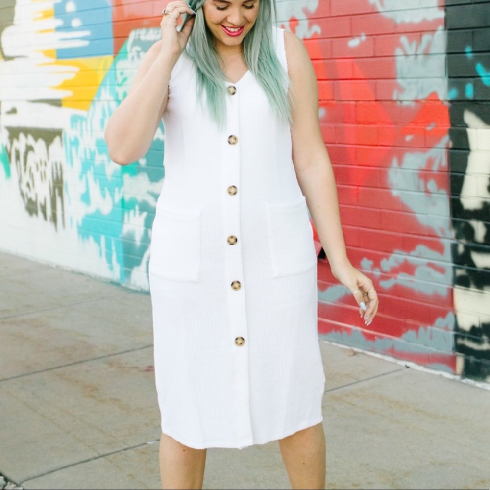 White ribbed bodycon dress